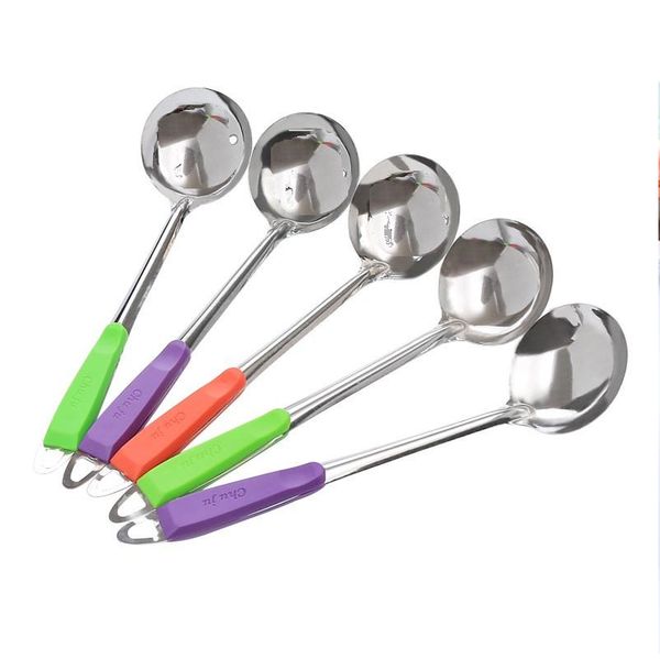 Vá thìa muỗng múc canh inox cán nhựa ChuJu 28x7.5cm / pktn sale