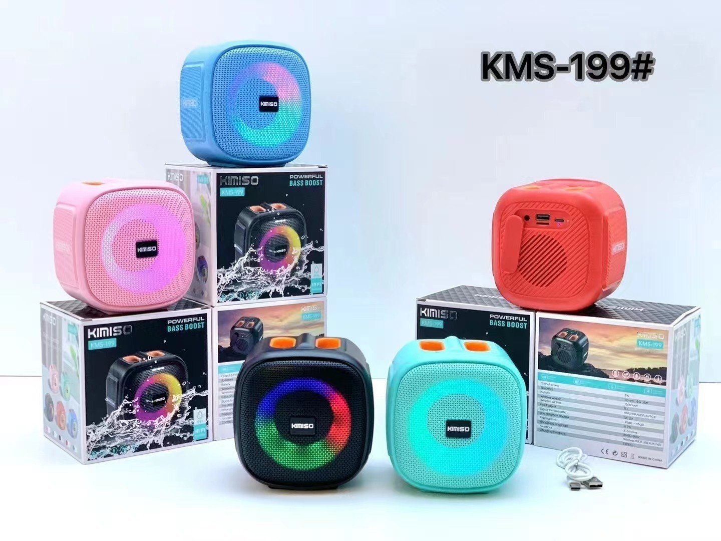 Loa bluetooth KIMISO KMS-199 PowerFull Bass Boost chống nước, có đèn led RGB siêu đẹp, nghe cực hay chính hãng [BH 6 tháng] / pktn sale