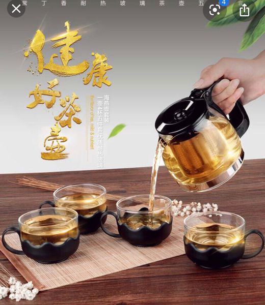 Bộ bình nước lọc trà kèm 4 ly thủy tinh cao cấp