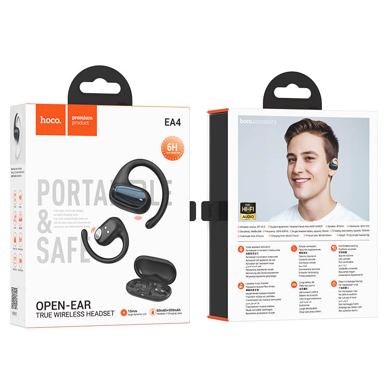 Tai nghe bluetooth Hoco EA4 true wireless kiểu dáng airpods móc tai chính hãng [BH 1 năm]