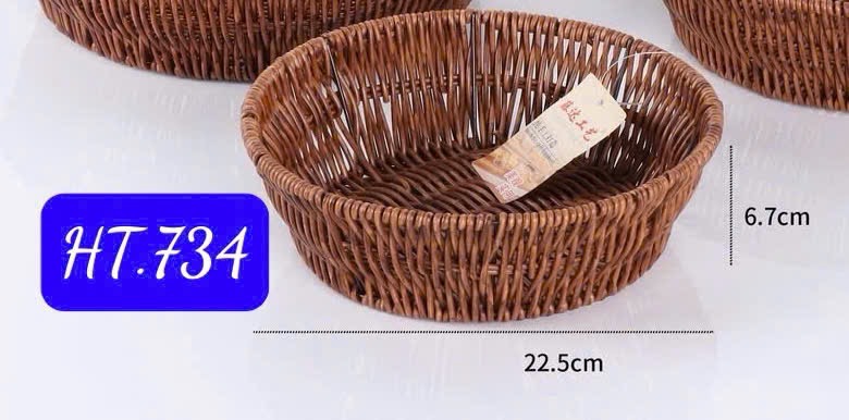 Rổ nhựa đan giả giỏ mây size 22.5cm HT.734 [BH: NONE]