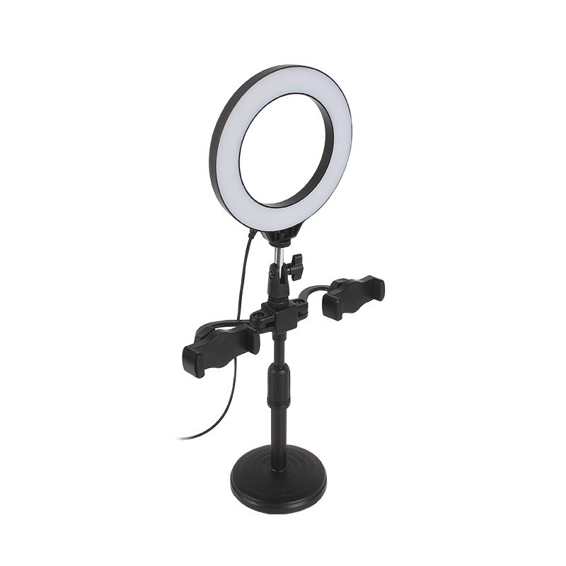 Đèn led Livestream 16cm M16 loại 1 size lớn siêu sáng 3 in 1 chữ T (2 giá đỡ kẹp điện thoại) giống mẫu DK099 / H399 [BH 1 tuần] QT2