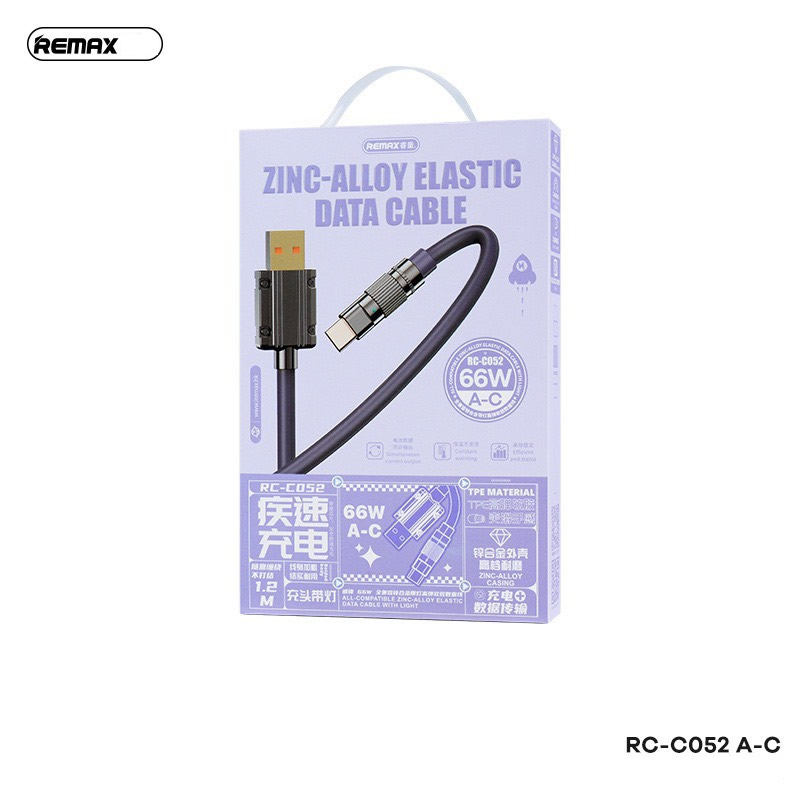 Cáp sạc nhanh 66W REMAX RC-C052 (u-c) Usb ra Type-C chính hãng [BH 1 năm]