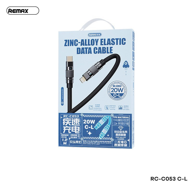 Cáp sạc nhanh 20W REMAX RC-C053 (c-l) Type C ra iPhone Lightning dây mập to chính hãng [BH 1 năm]