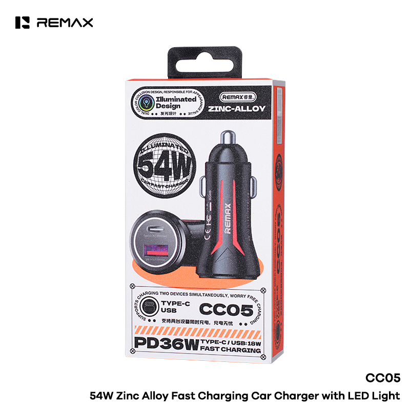 Tẩu sạc nhanh REMAX CC05 tẩu sạc xe hơi ô tô sạc nhanh 54w tẩu 2 cổng 1 cổng sạc USB 1 cổng sạc Type C kèm bluetooth siêu tiện lợi