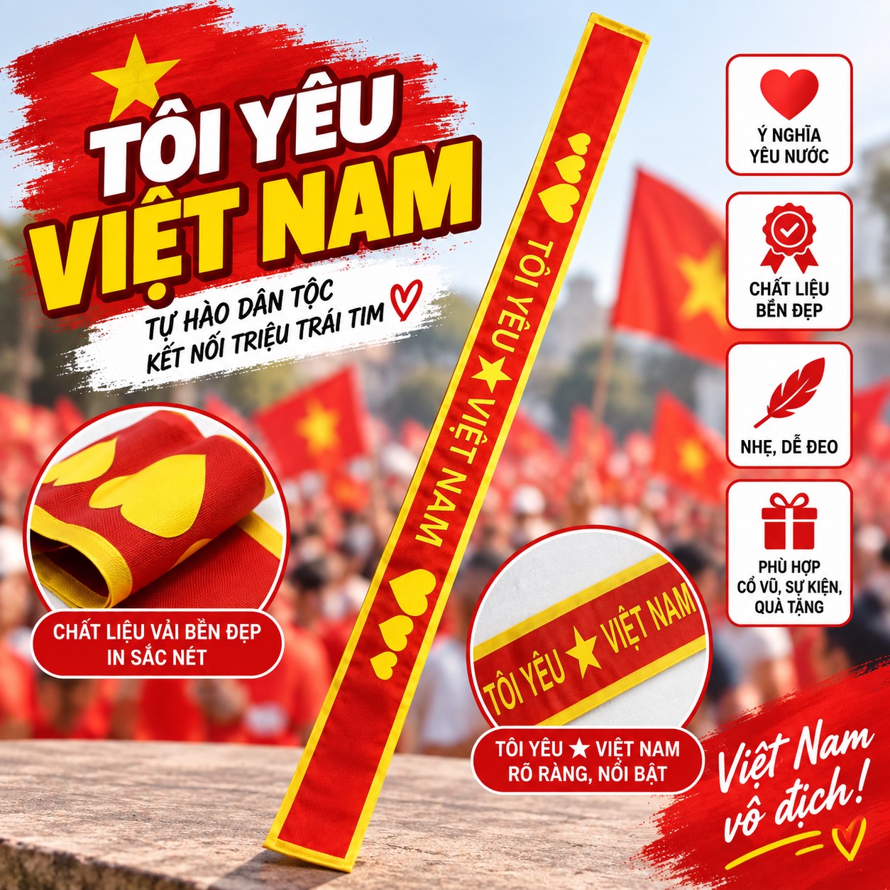 Băng rôn cổ vũ "Tôi yêu Việt Nam" sale