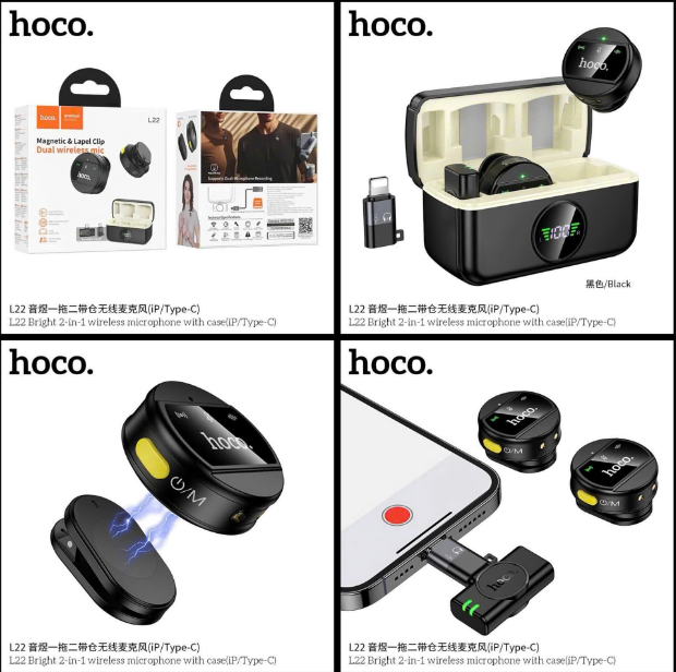 Bộ 2 micro không dây HOCO L22 2in1 Type C/ Iphone siêu tiện lợi