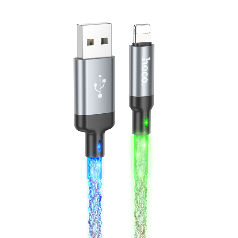 Cáp sạc nhanh dây led HOCO U112 usb ra iPhone Lightning 2.4A chính hãng [BH 1 năm]