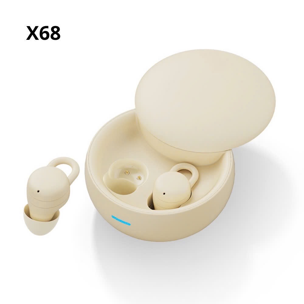 Tai nghe Bluetooth V5.3 mini 68X- X68 nhét tai siêu nhỏ gọn tiện lợi kèm doc sạc kiểu airpods chui Type C [BH: 6 THÁNG]