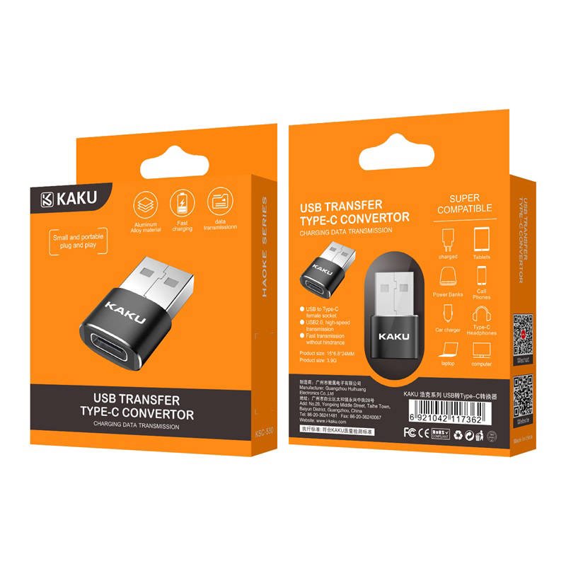 Jack chuyển Kaku K530 USB ra Type C / đầu chuyển OTG chính hãng [BH: 6 tháng]