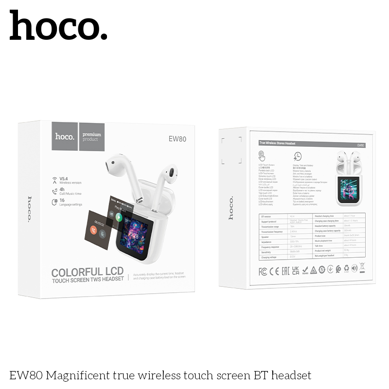 Tai nghe bluetooth HOCO EW80 mẫu airpods 2 có màn hình cảm ứng siêu tiện lợi
