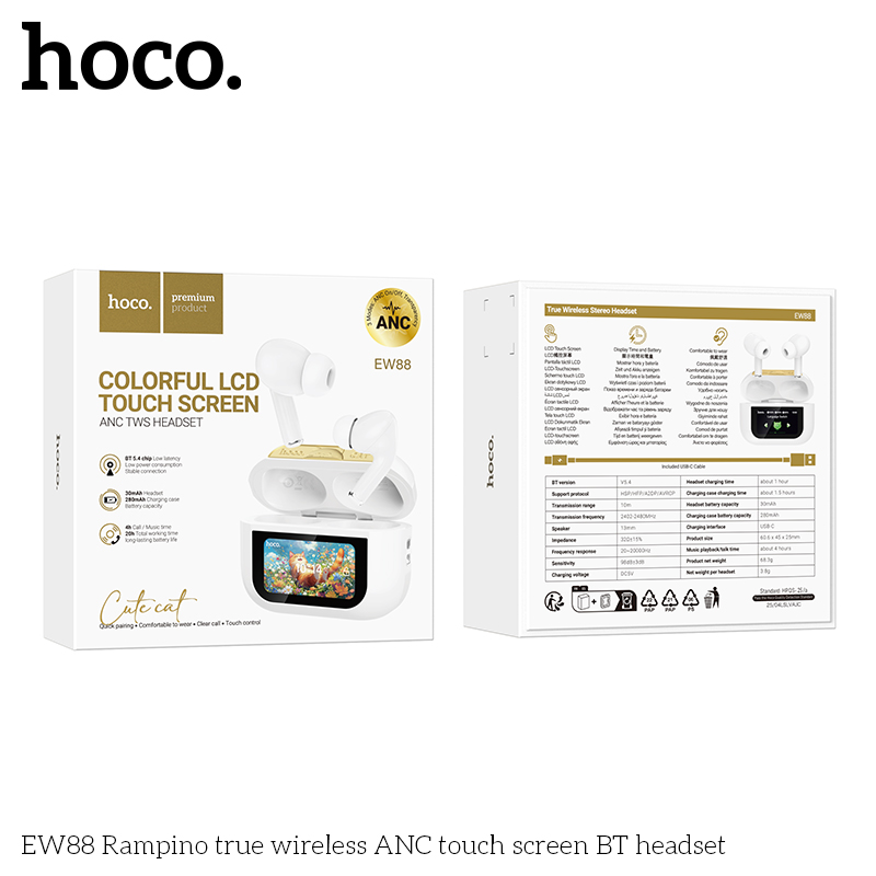Tai nghe bluetooth HOCO EW88 mẫu PRO2 dock có màn hình LCD siêu tiện lợi