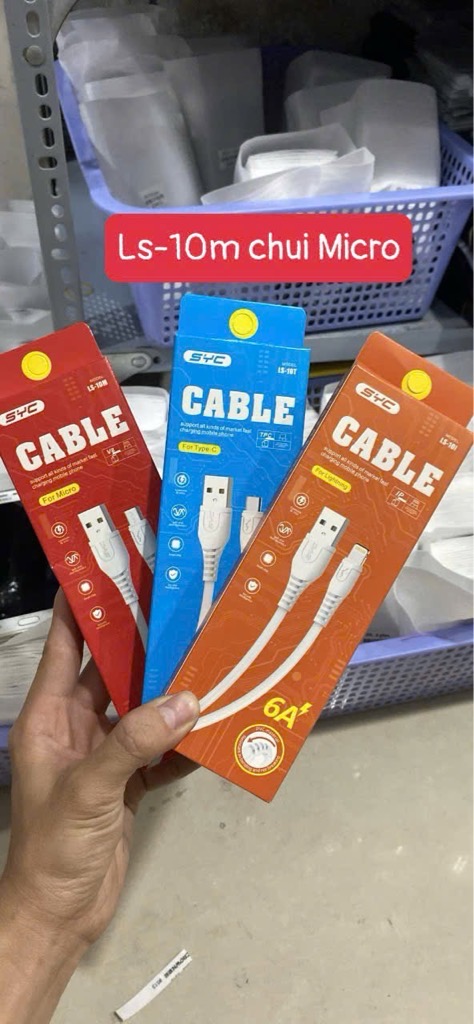Cáp sạc nhanh 6A SYC LS-10m Micro dây dù (usb ra Micro, a-m) chính hãng [BH: 1 năm]