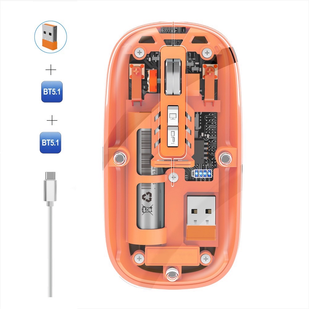 Chuột không dây F-Mouse FM233 trong suốt, Silient 3 chế độ tiện lợi[BH: 3 tháng]