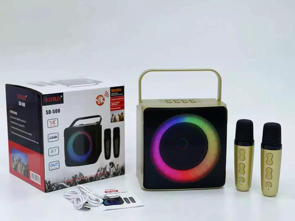 Loa bluetooth karaoke SDRD SD-508 kèm 2 micro không dây cực hay xách tay chính hãng [BH 6 tháng]