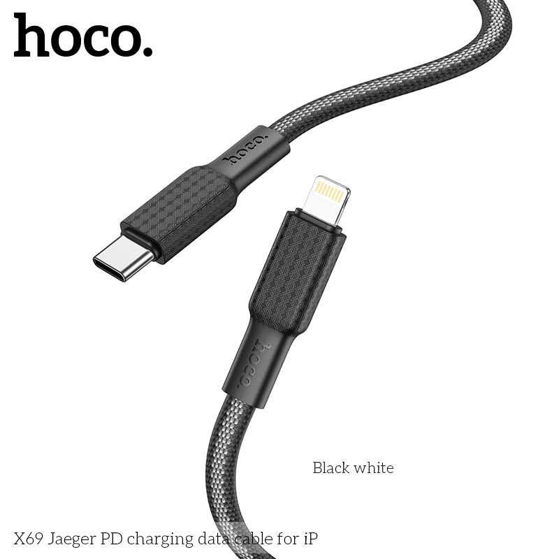 Cáp sạc nhanh 20w Hoco X69 (c-l 1m) PD cổng Type C ra iPhone Lightning bện dù siêu bền 1M chính hãng [BH 1 NĂM]