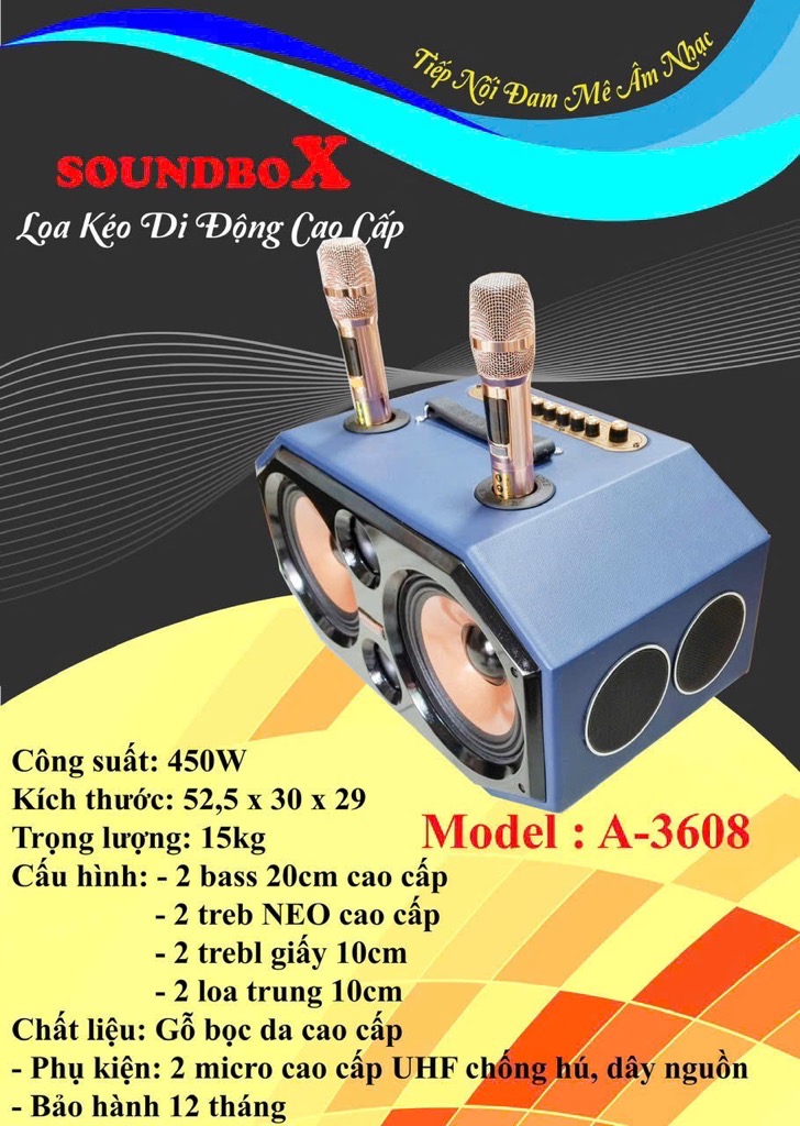 Loa kéo SoundBox BG88 A3608 450w 8 đường tiếng bluetooth kèm 2 micro hát karaoke cao cấp UHF chống hú vỏ gỗ bọc da siêu hay chính hãng [BH 1 năm]