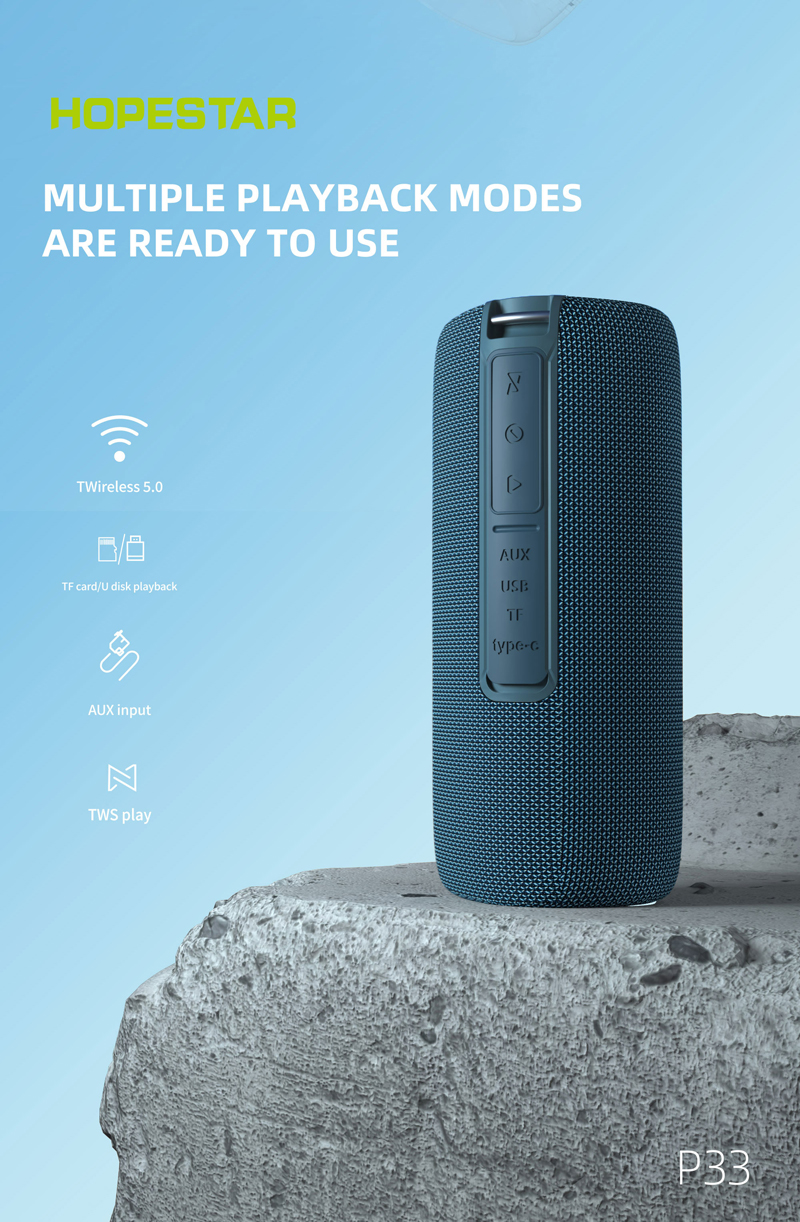 Loa bluetooth cao cấp HopeStar P33 Wireless có đèn led chính hãng siêu hay chống nước IPX6 [BH 6 tháng]