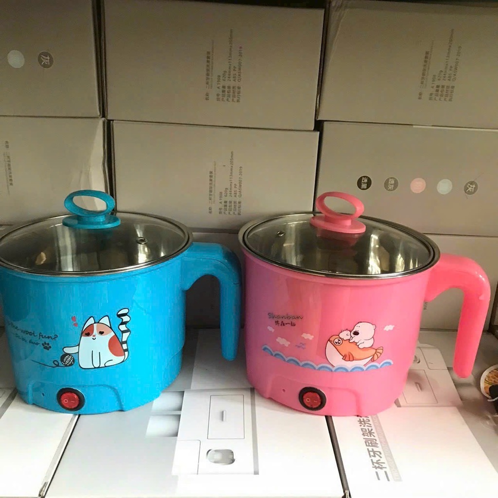 Ca nấu mì kiêm nồi lẩu siêu tốc mini có lồng hấp (nhựa) [BH: 1 Tuần ]