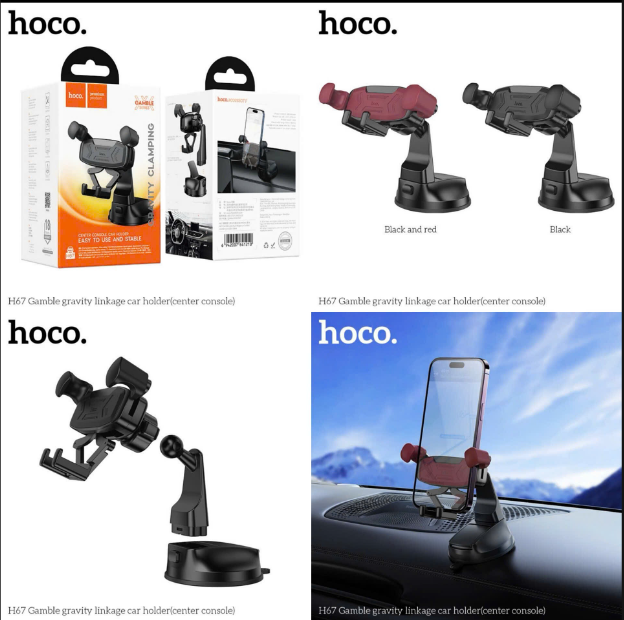 Giá đỡ điện thoại trên xe hơi HOCO H67 mẫu hít taplo kính chắn gió trên oto xoay 360 độ siêu tiện lợi
