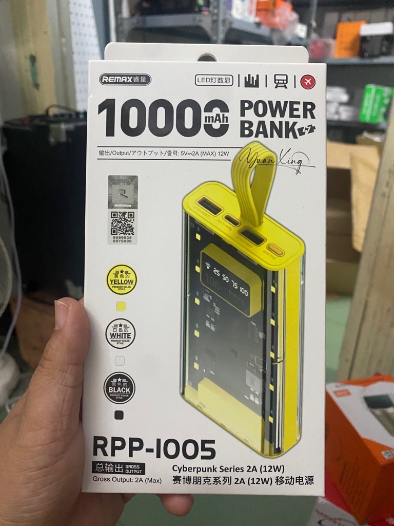 Pin sạc nhanh 12w REMAX RPP-1005 10.000mAh Trong suốt kèm dây đeo [BH: 1 NĂM]