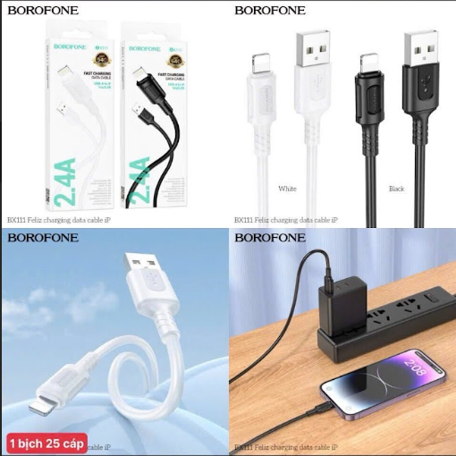 Cáp sạc 2.4A Borofone BX111 Iphone cáp usb ra iphone