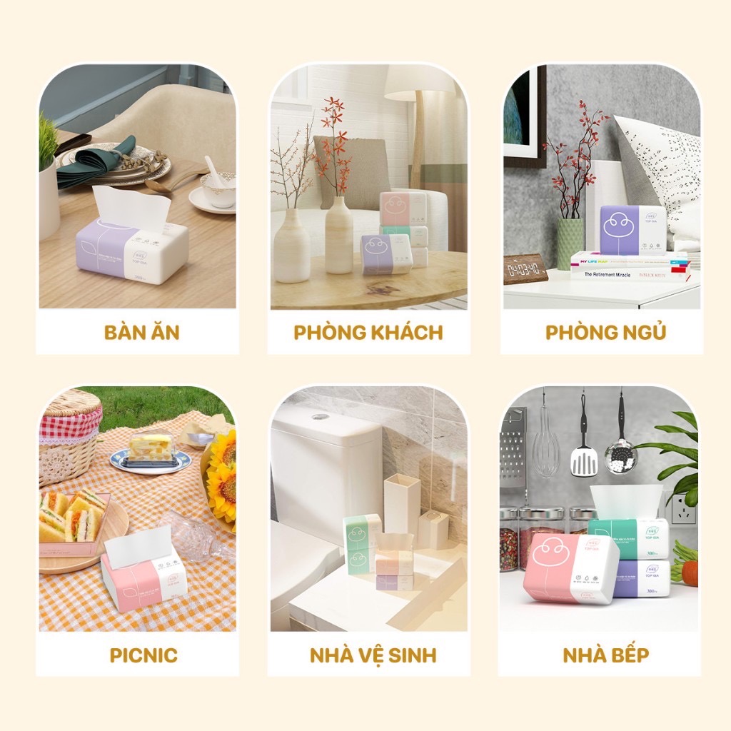 1 GÓI Khăn khô, khăn giấy ăn rút Topgia 4 lớp 300 tờ siêu dai [BH: NONE]