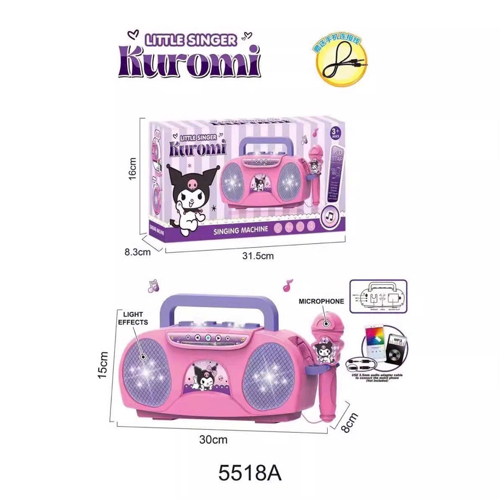 Đồ chơi loa máy hát kèm micro Kuromi siêu xinh cho bé [BH: NONE]