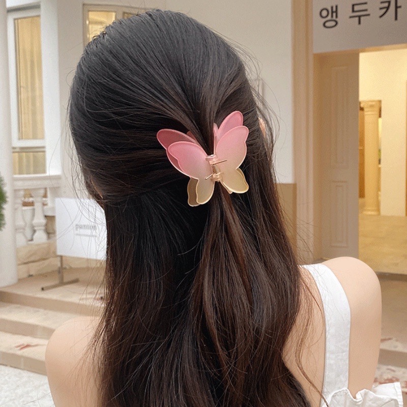 Kẹp tóc càng cua hình bướm loang màu thời trang [BH: NONE]
