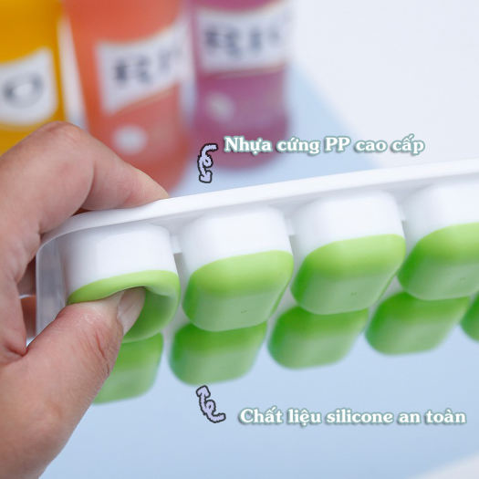 Khay làm đá, thạch 14 ô chống dính nắp đậy chống mùi tủ lạnh [BH: NONE]
