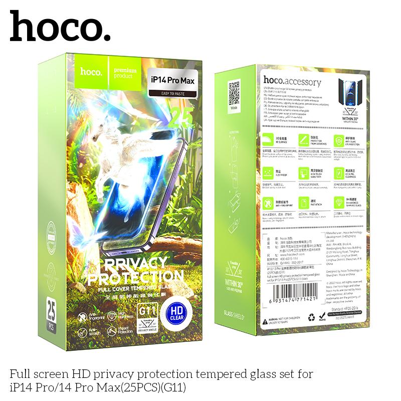 Kính chống nhìn trộm Hoco G11 cho iPhone 13 Pro Max / 14 Plus - miếng dán cường lực full màn hình chính hãng