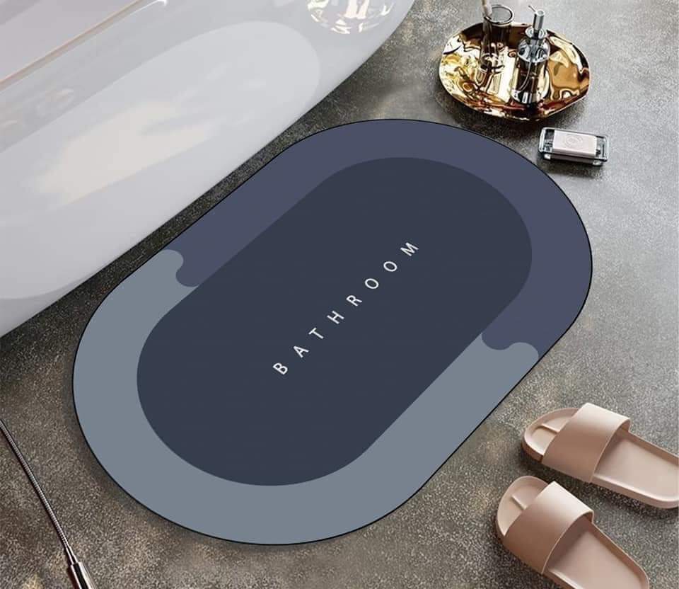 Thảm dậm chùi chân silicon SMILE hình OVAL/ CHỮ NHẬT TÙY LÔ để nhà bếp  phòng tắm siêu thấm hút nước