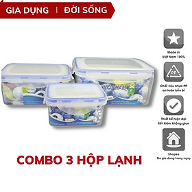 Combo 3 hộp nhựa VN-6530 cao cấp xịn đựng thực phẩm kín nắp để tủ lạnh 3 kích cỡ [BH: NONE]