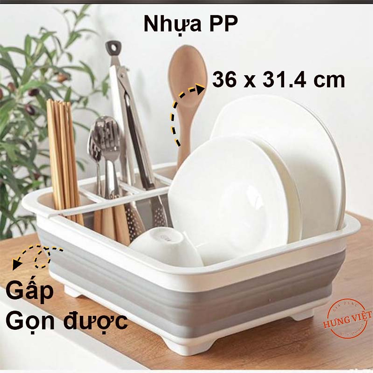 Giá úp chén kiêm rổ gấp gọn thông minh nhà bếp