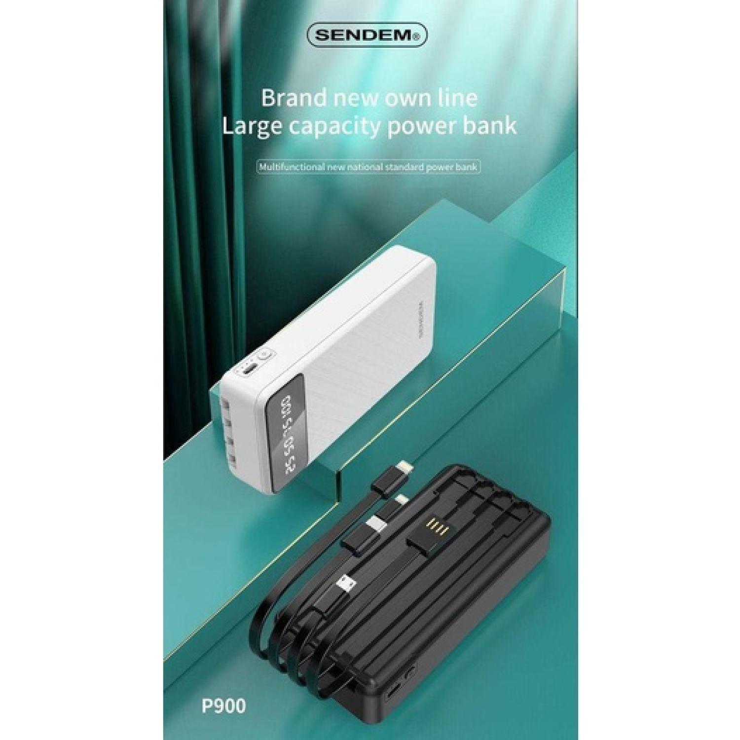 Pin sạc dự phòng Sendem P900, 20.000mAh có màn hình hiển thị % pin kèm 3 cáp liền thân chính hãng [BH:  tháng] 4l5a12