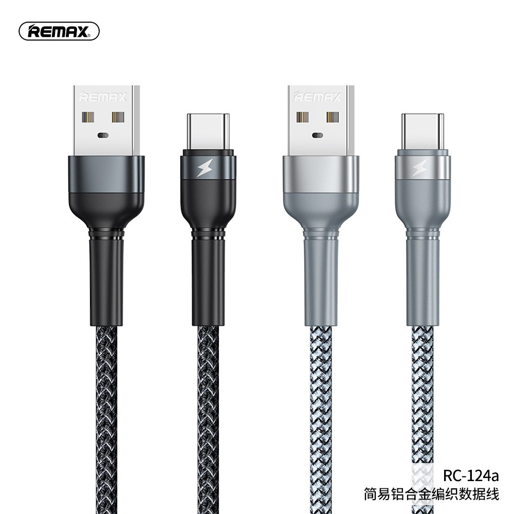 Cáp sạc nhanh Remax RC-124A Type C (usb ra Type-C) 1m chính hãng dây dù [BH 1 năm]