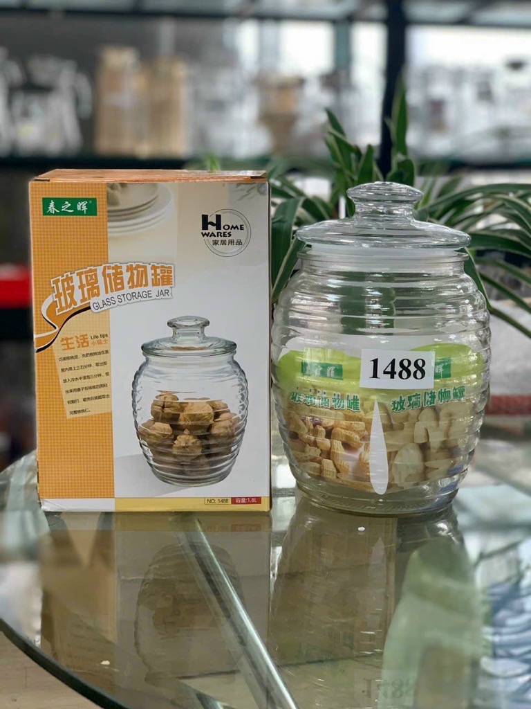 Hủ thuỷ tinh kèm nắp đậy HW1488 1.8 lít  đựng mật ong, gia vị, ngũ cốc đa năng [BH: None]