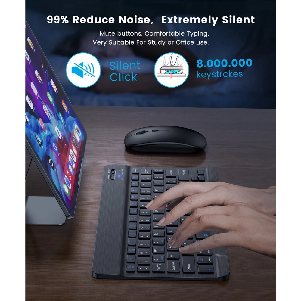 Combo bàn phím chuột bluetooth KIT 10inch di động không dây cho điện thoại, máy tính bảng [BH 6 tháng] / pktn sale