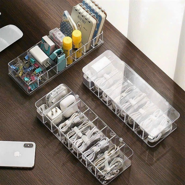 Khay nhựa 8 ngăn mini đựng cóc cáp văn phòng phẩm đa năng [BH: NONE]