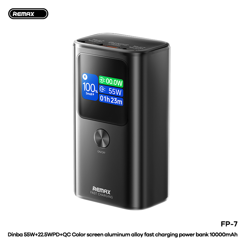Pin sạc dự phòng REMAX FP-7 10000mAh sạc nhanh 55w+22.5w có màn hình hiển thị phần trăm pin, số W siêu đẹp