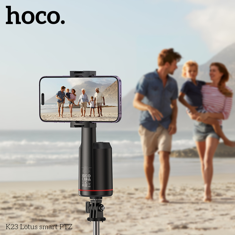 Giá đỡ điện thoại livestream HOCO K23 (Auto Face Tracking - tự động di chuyển theo gương mặt) kèm remote bluetooth chụp ảnh tự sướng (gắn được vào tripods 3 chân 2.1m) [BH 1 năm]
