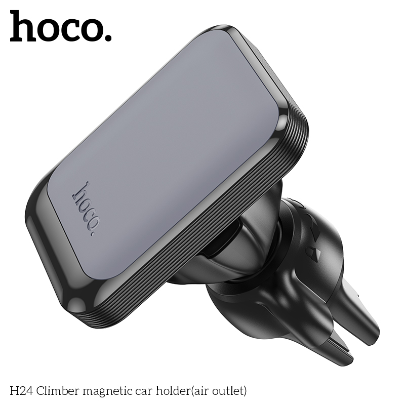 Giá đỡ điện thoại xe hơi HOCO H24 (kẹp gắn móc lỗ vent khe thông gió ô tô) hít nam châm từ magnetic chính hãng [BH 1 năm] / pktn sale