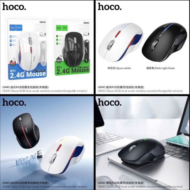 Chuột không dây bluetooth HOCO GM40 Dixon RGB + usb 2.4G chính hãng [BH 1 Năm]