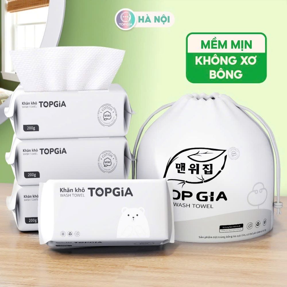 1 gói khăn rút lau mặt TG003 wash towel gấu bắc cực siêu thấm ( 1 gói 65 tờ ~200gr)
