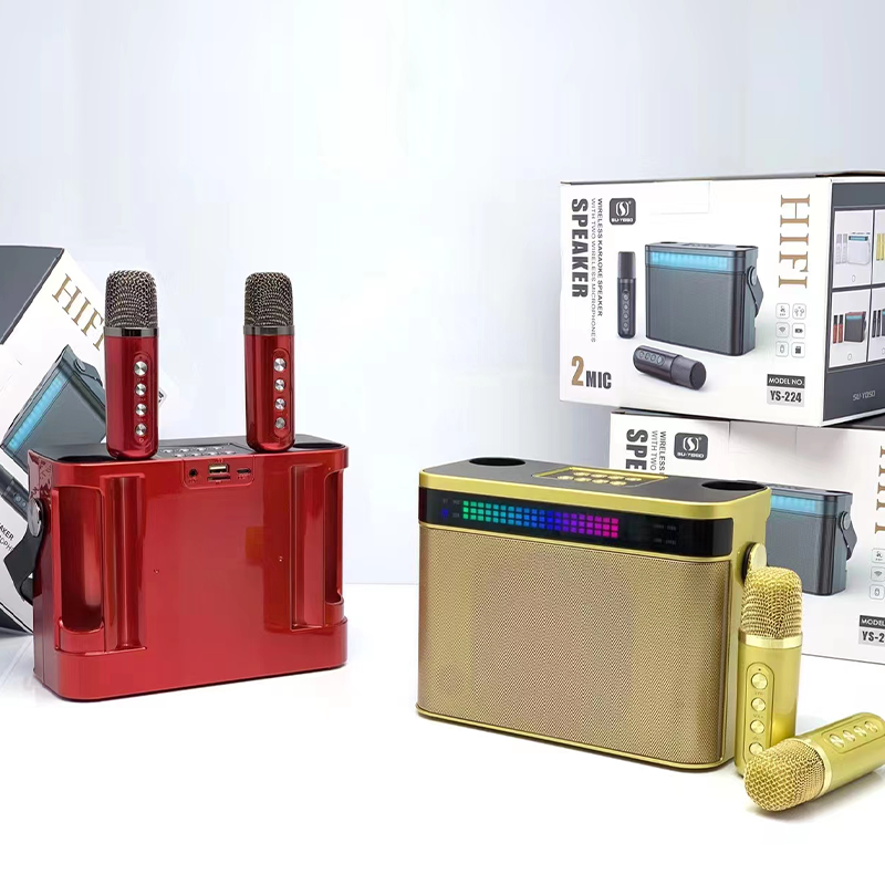 Loa bluetooth karaoke YOSD YS-224 kèm 2 micro không dây có đèn led theo nhạc siêu đẹp cực hay xách tay chính hãng [BH 6 tháng]