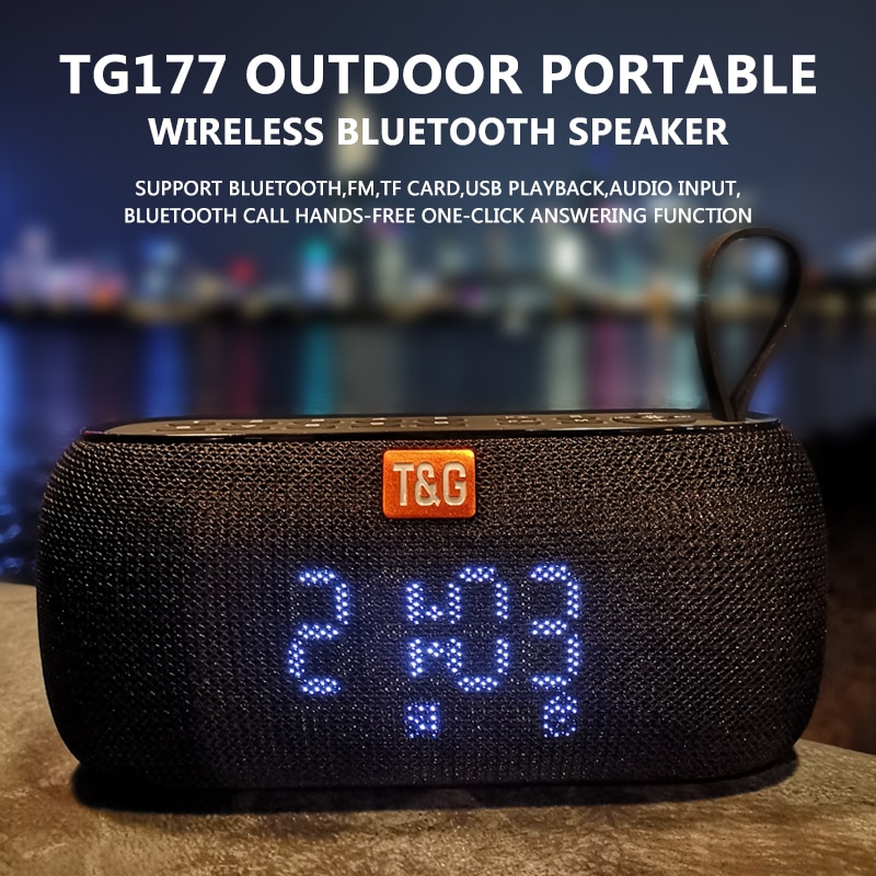 Loa bluetooth T&G TG-177 chính hãng có đồng hồ nghe nhạc, có FM, thẻ nhớ, dây đeo cực đẹp [BH 3 THÁNG]
