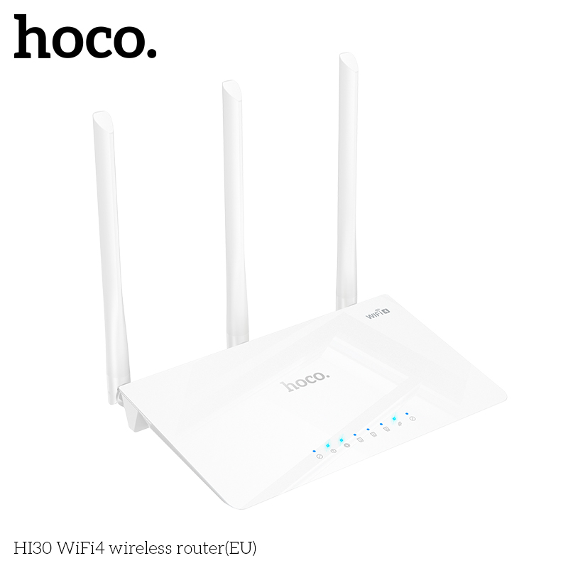 Bộ định tuyến không dây Router HOCO HI30 2.4G tốc độ 300Gbps WIFI 4 chân EU chính hãng [Bh 1 Năm]