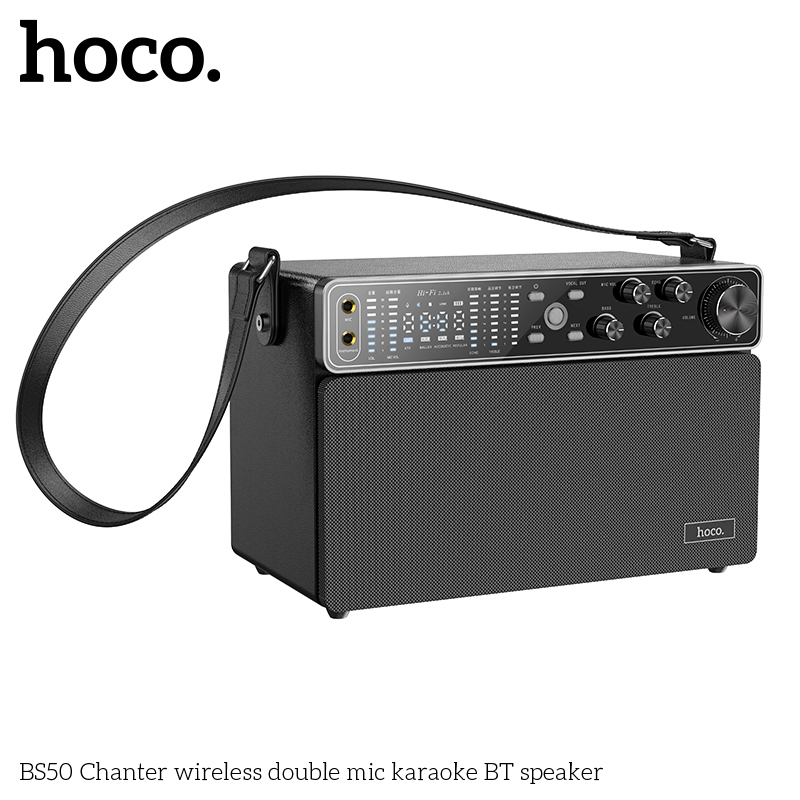 Loa bluetooth karaoke Hoco BS50 chính hãng tặng kèm 2 micro không dây [BH: 1 NĂM]