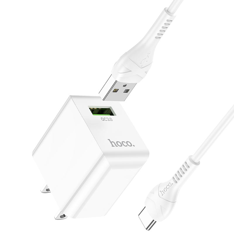 Bộ sạc nhanh 18w Hoco C98 kèm cáp usb ra type-c, cóc 1 cổng usb QC3.0 chính hãng [BH 1 năm]