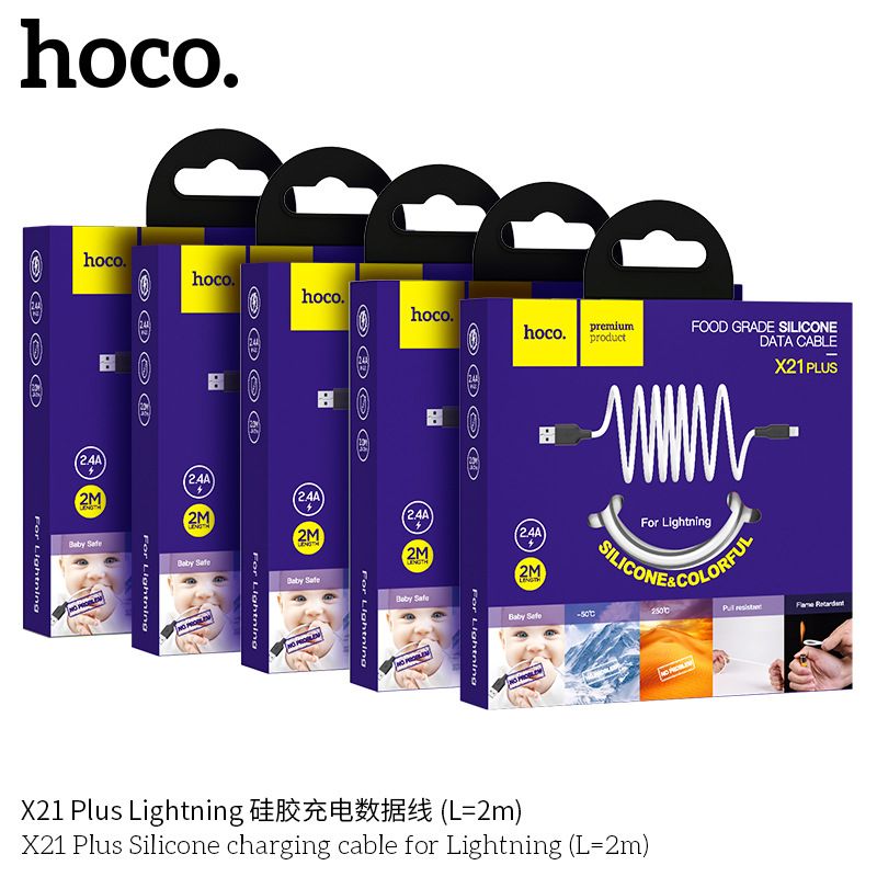 Cáp sạc nhanh 2.4A X21 Plus Usb ra Iphone cáp silicone chống cháy